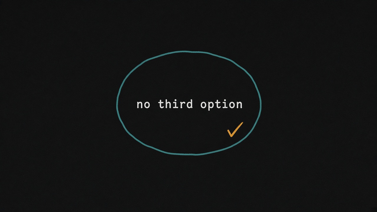 Margin doodle: no third option, circled in teal