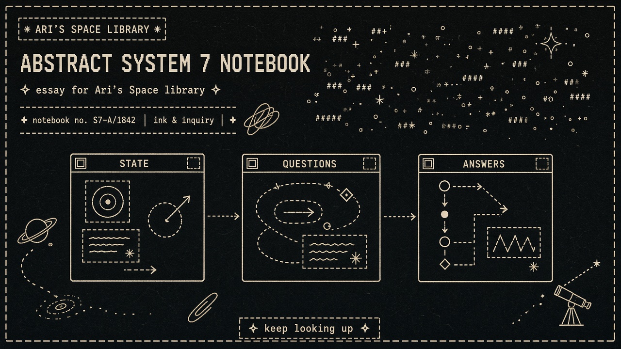 State, Questions, and Answers windows chained across a System 7 notebook